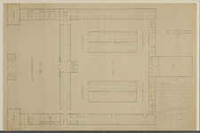 216641 Plattegrond van de begane grond van het ontwerp voor een militaire rijschool te Utrecht; met indeling en ...